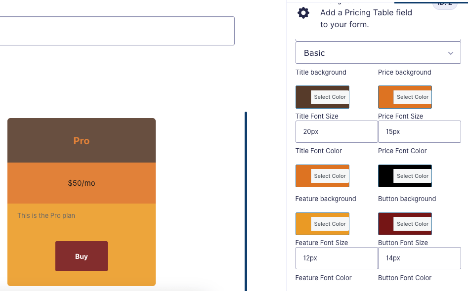 Create a custom color scheme for your Gravity Forms pricing table with Gravity Tables