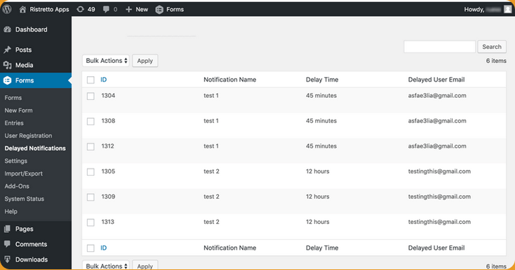 Gravity Forms Email Notification Scheduling Dashboard