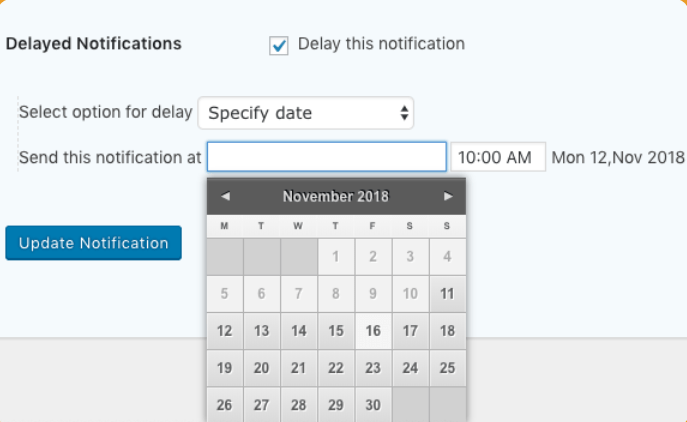 Gravity Forms Email Notification Scheduling Dashboard