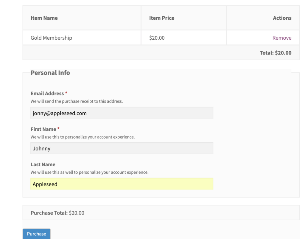 EasyPress – Checkout